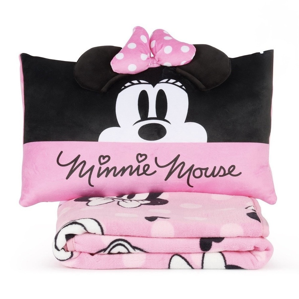 Disney Minnie  Mouse 2 Piece Pillow 10x16 And Throw Set 40x50 New and Cuddly